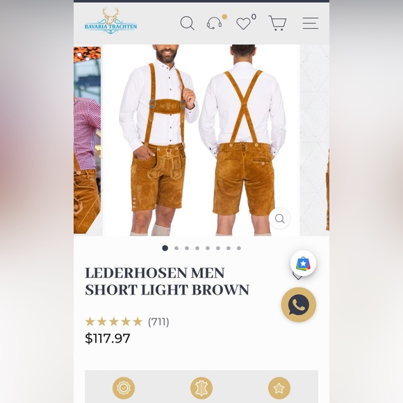 Brown Suede Lederhosen with Suspenders - Picture 9 of 9